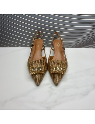 ZAPATO abierto rafia cuero