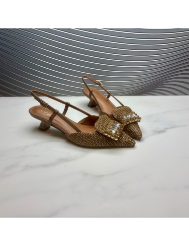 ZAPATO abierto rafia cuero