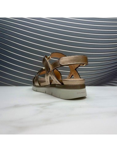 SANDALIA tres velcros dorada   