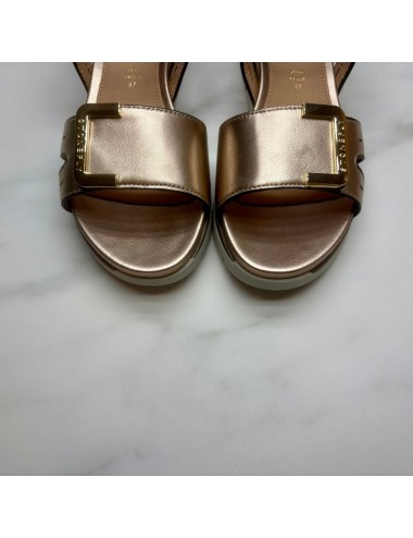 SANDALIA tres velcros dorada   