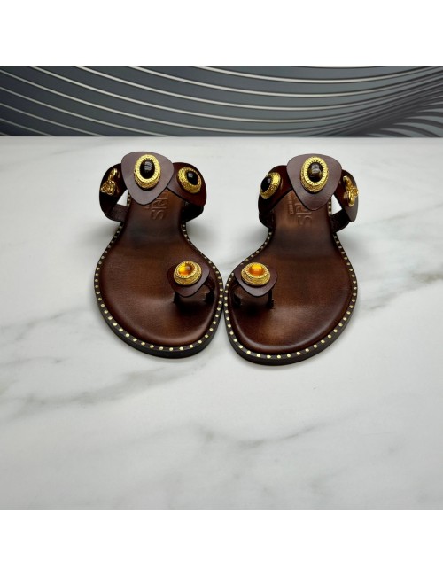 SANDALIA dedo piedras marron
