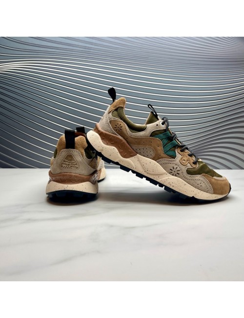 SNEAKER verde taupe cuero