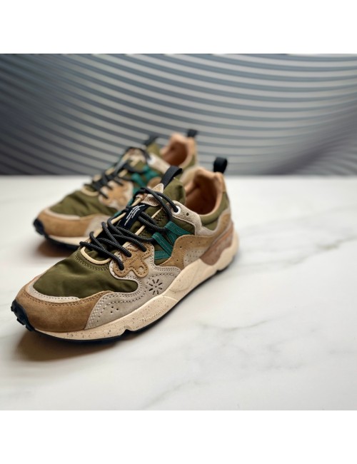 SNEAKER verde taupe cuero