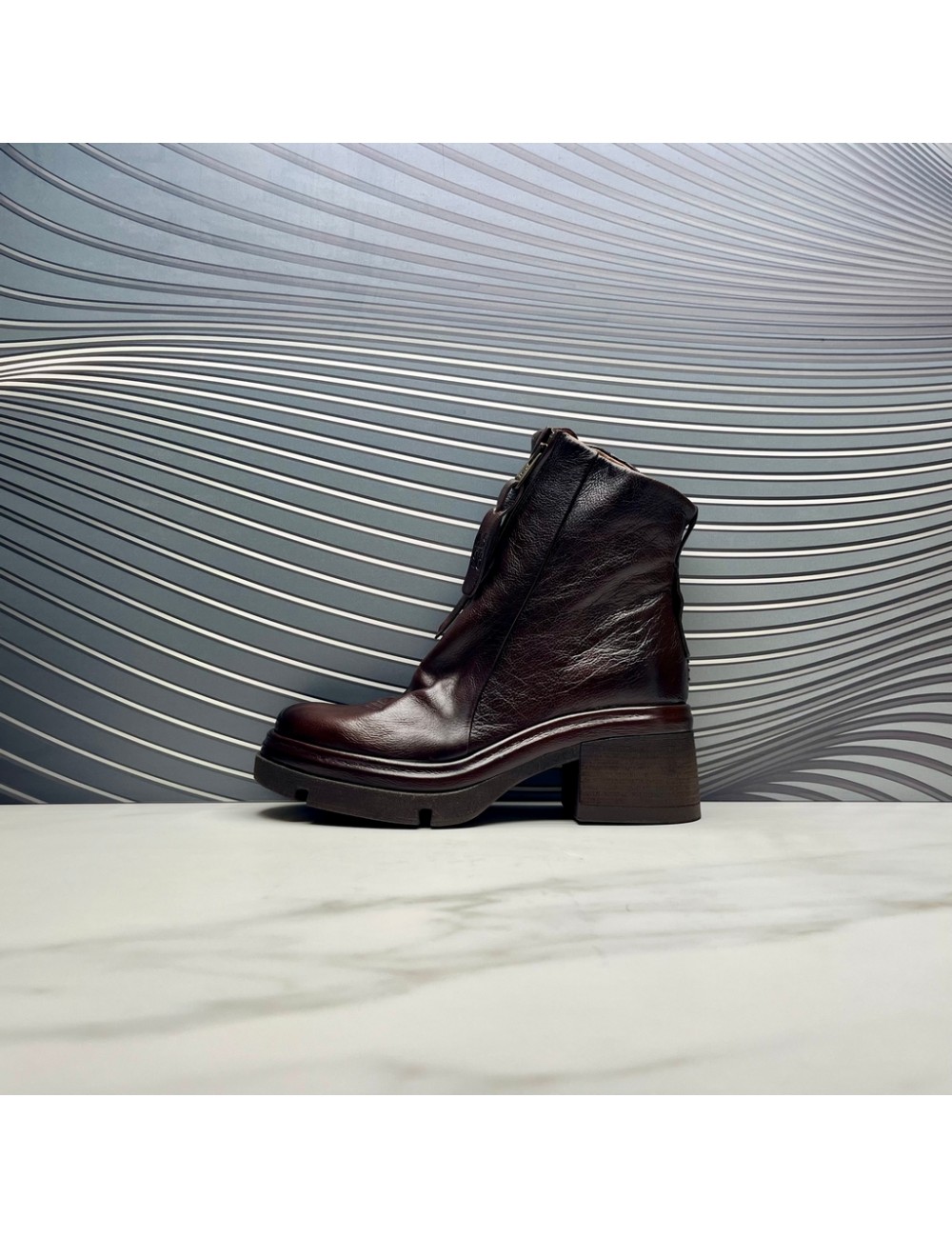 SUPER botin cremallera marron